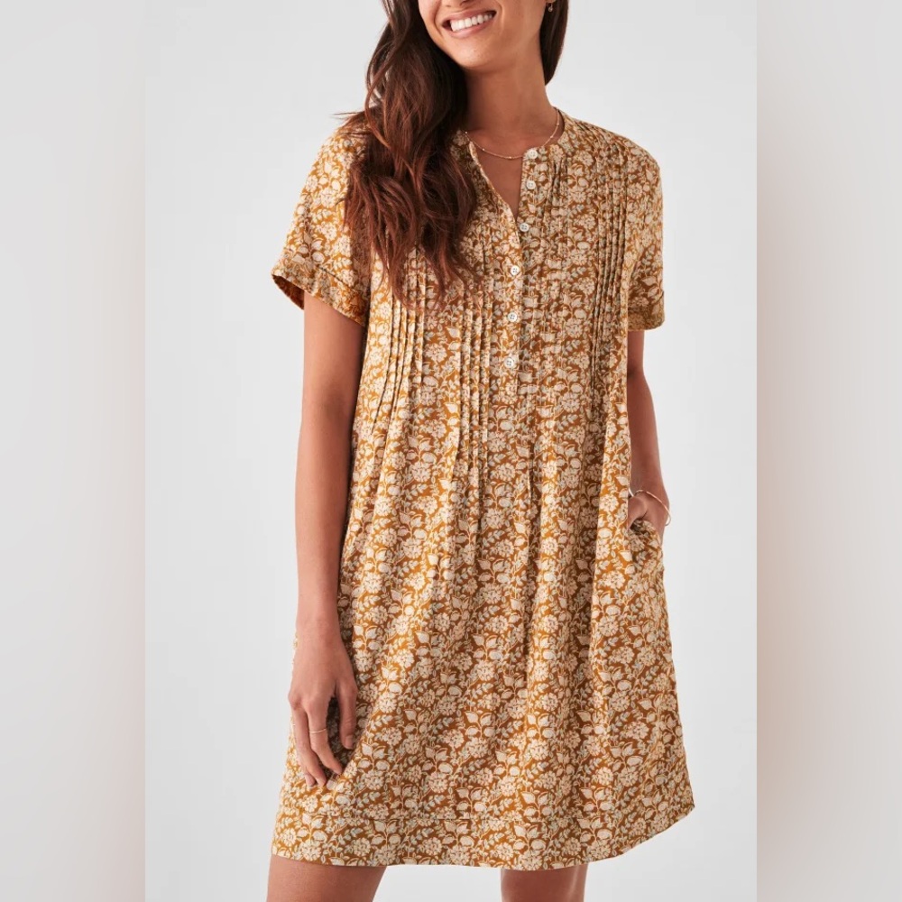 Faherty Floral Yellow Dress